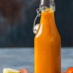 mango habanero hot sauce in a bottle