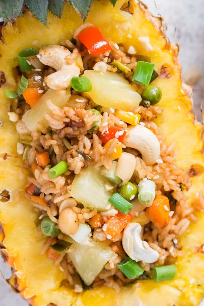 Thai pineapple fried rice in pineapple hollow/pineapple bowl