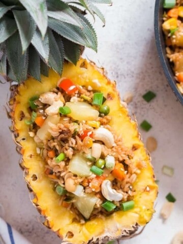 Thai pineapple fried rice in pineapple hollow/pineapple bowl