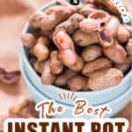 boiled peanuts in instant pot in bowl with text