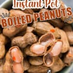 boiled peanuts in instant pot in bowl with text