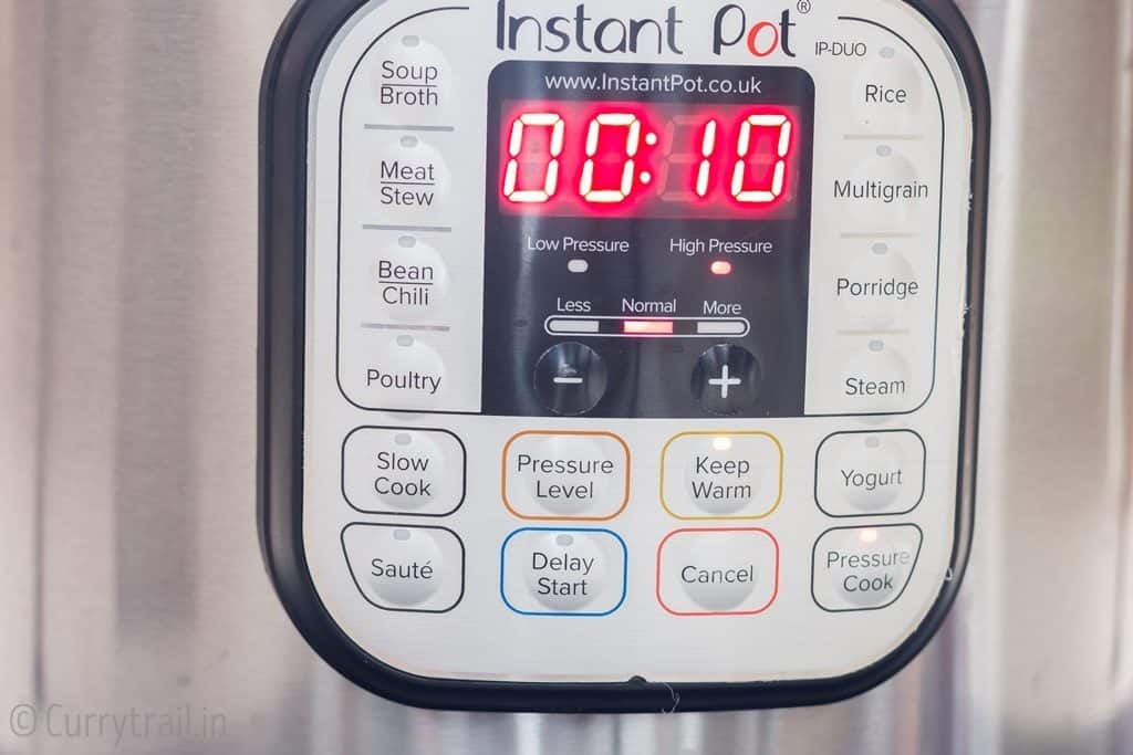 10 minutes on pressure cook mode to cook instant pot butternut squash soup