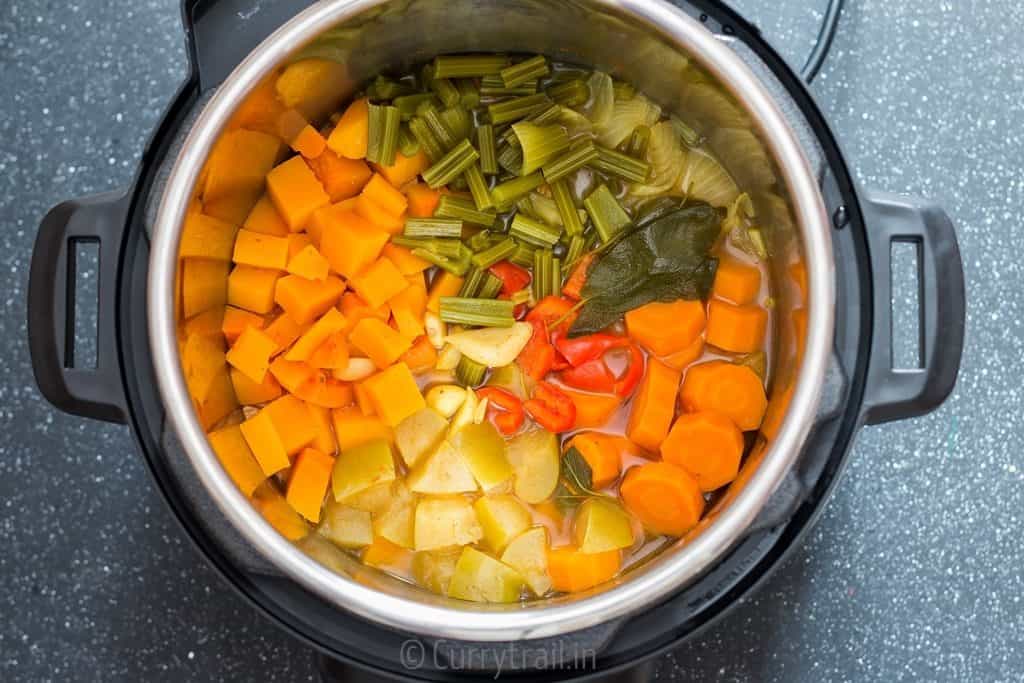 cooked ingredients for instant pot butternut squash soup