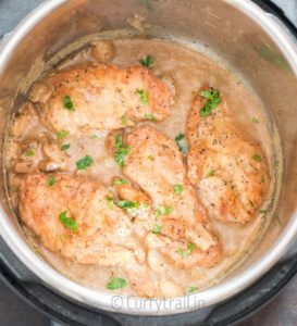 creamy instant pot chicken marsala garnish with cilantro
