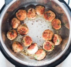 Instant pot chicken Parmesan meatballs browned