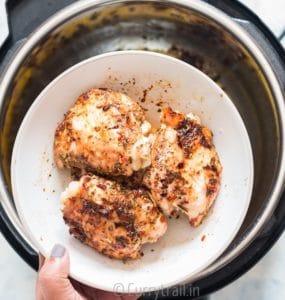 browned spiced chicken thighs in instant pot