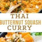 Thai butternut squash curry with text