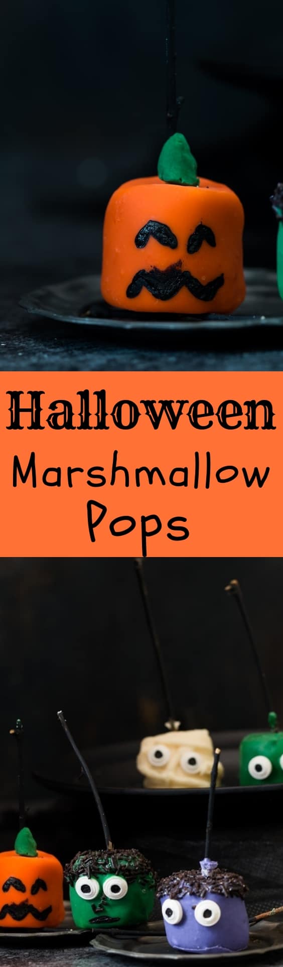 halloween marshmallow pops with text overlay