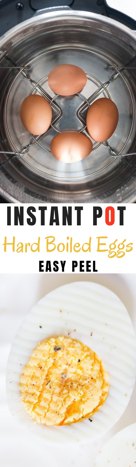 Instant pot hard boiled eggs with text overlay