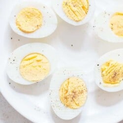 perfect instant pot hard boiled eggs seasoned with salt and pepper