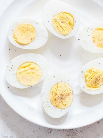 perfect instant pot hard boiled eggs seasoned with salt and pepper