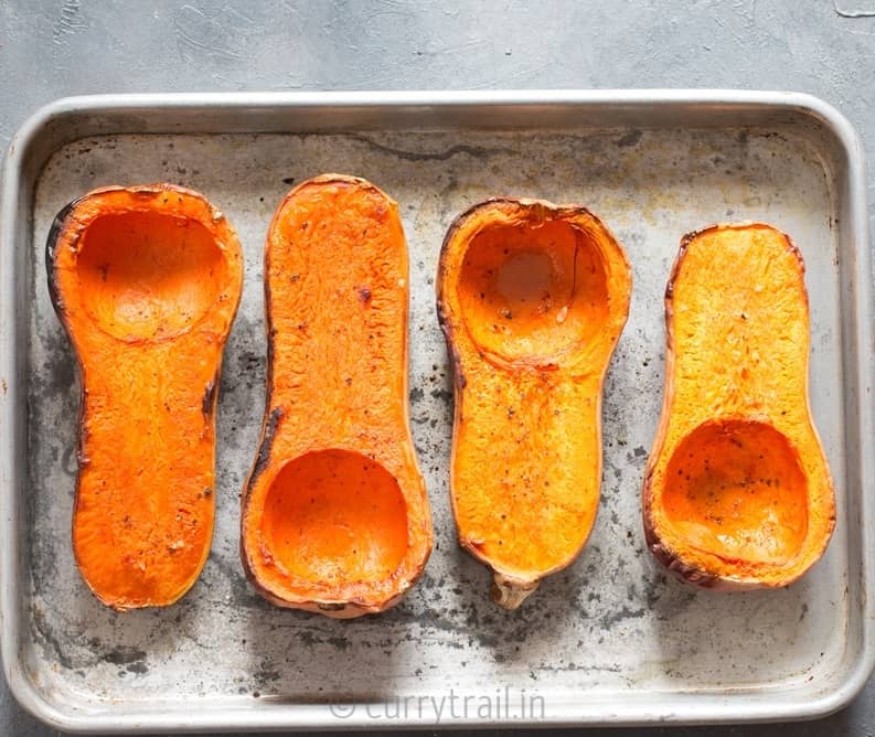 Roasted butternut squash for stuffed butternut squash