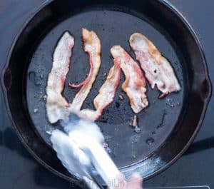 Bacon in cast iron pan