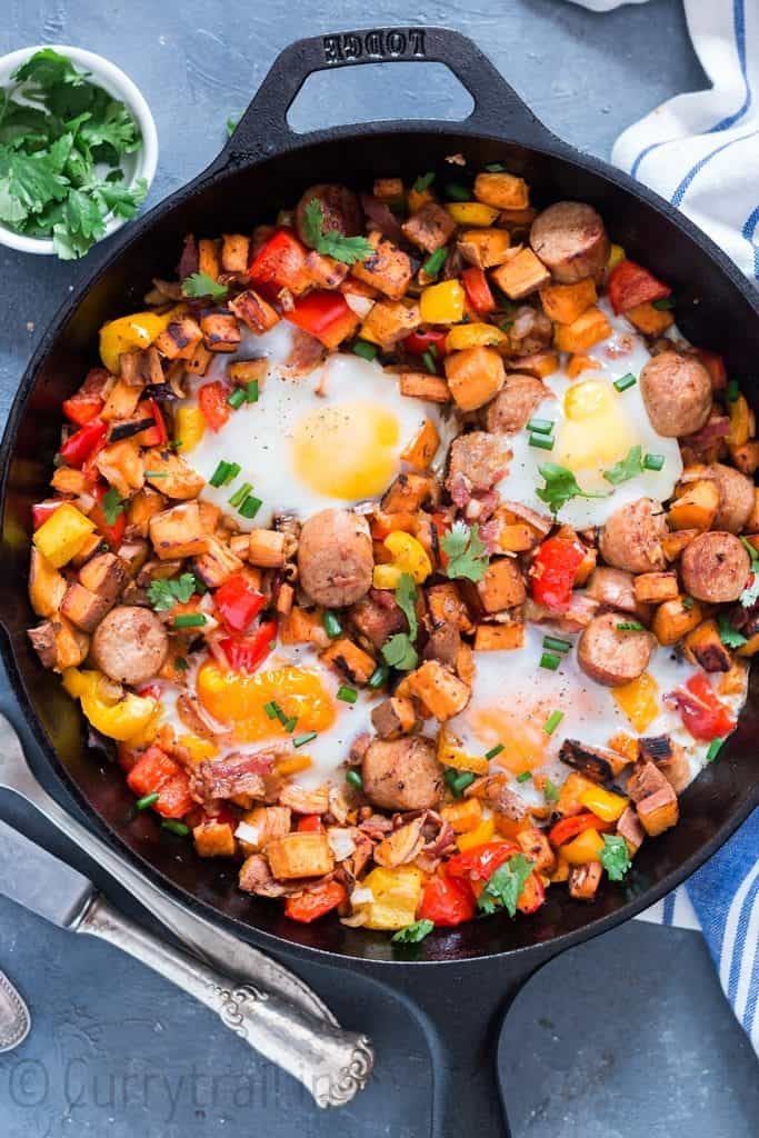 Sweet-Potato-Hash-3 sweet potato hash cooked in cast iron pan