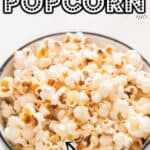 absolutely perfect fluffy popcorn cooked in instant pot with text