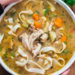 Instant Pot Chicken Noodle Soup with Text Overlay