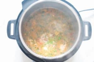 adding stock to instant pot chicken noodles soup
