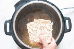 adding in flat noodles for instant pot chicken noodle soup