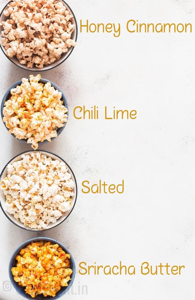 instant pot popcorn with 4 flavors added to it