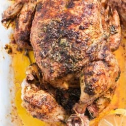 instant pot roast chicken on white tray
