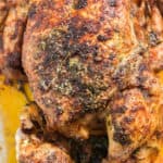 pressure cooker whole chicken cooked in instant pot with text overlay