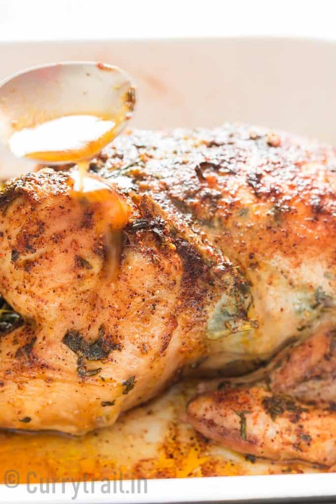 basting pressure cooker whole chicken for broil in oven