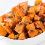 roasted butternut squash in white bowl