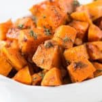 roasted butternut squash in white bowl