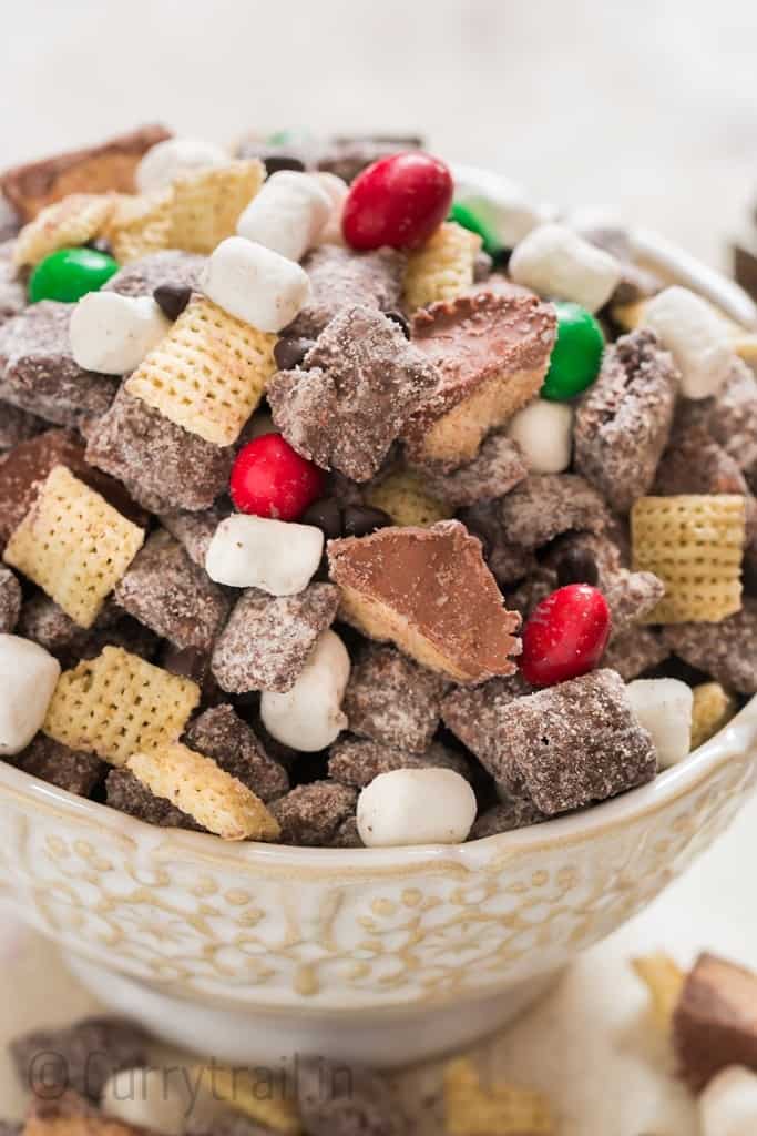 puppy chow in white bowl