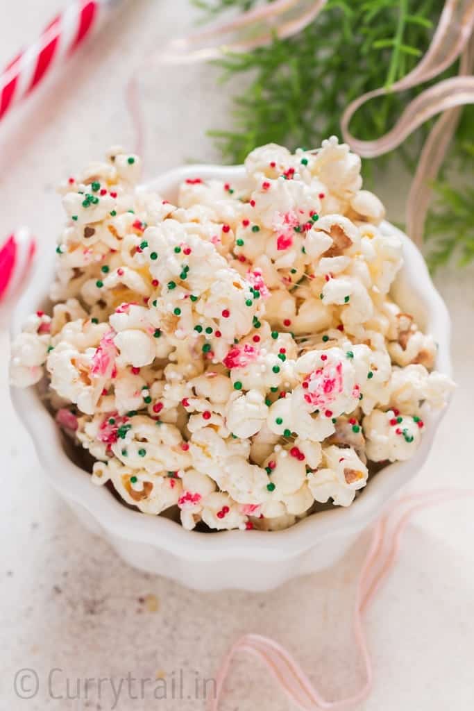 Christmas popcorn in bowl