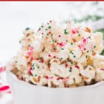 Santa munch Christmas popcorn snack mix with text overlay
