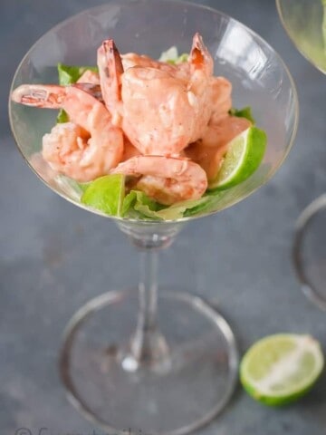 prawn cocktail served in glass ware