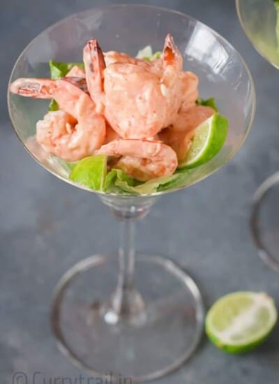 prawn cocktail served in glass ware