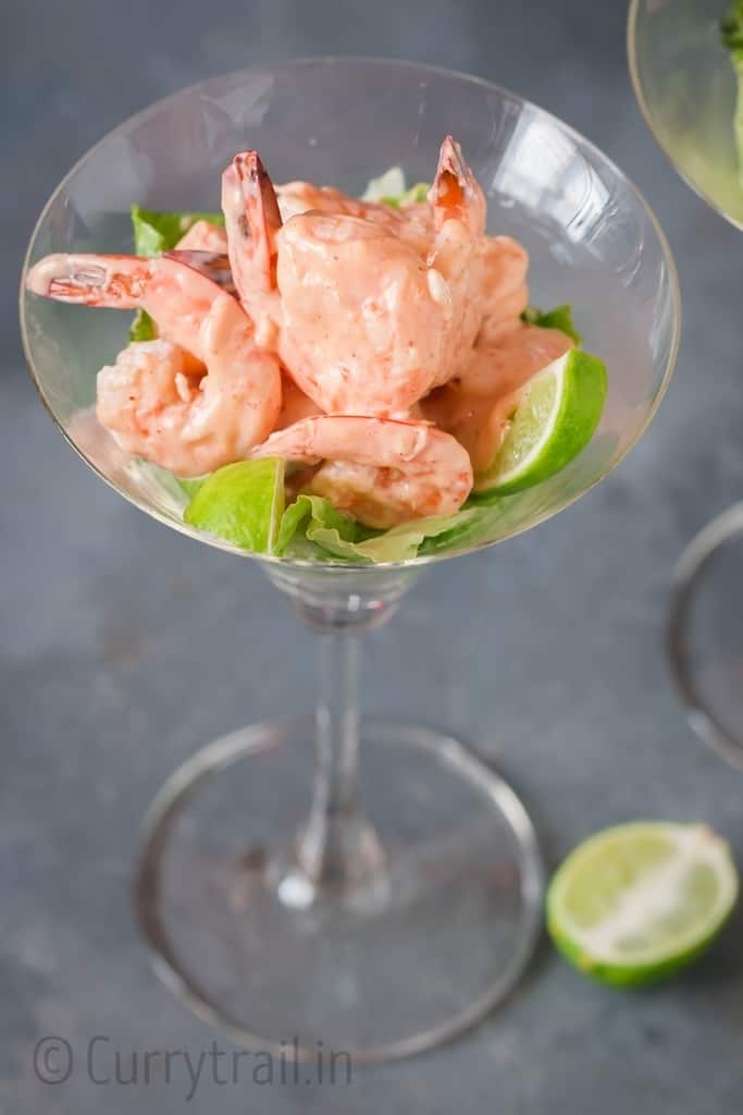 prawn cocktail served in glass ware