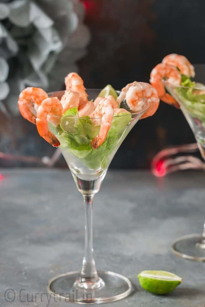 prawn cocktail served in glass ware