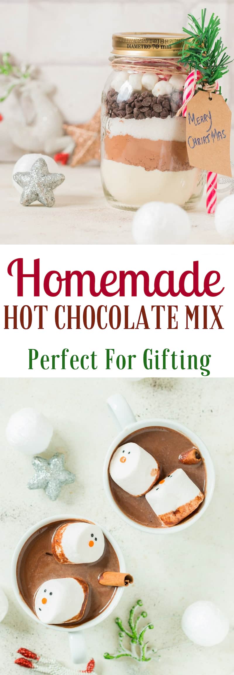 homemade hot chocolate mix perfect for gifting with text overlay