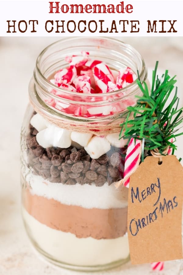 homemade hot chocolate mix perfect for gifting with text overlay