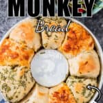 cheese stuffed savory monkey bread with text