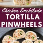 Chicken enchilada tortilla roll-ups are perfect appetizers for game day, parties or any gatherings that you can put together easily