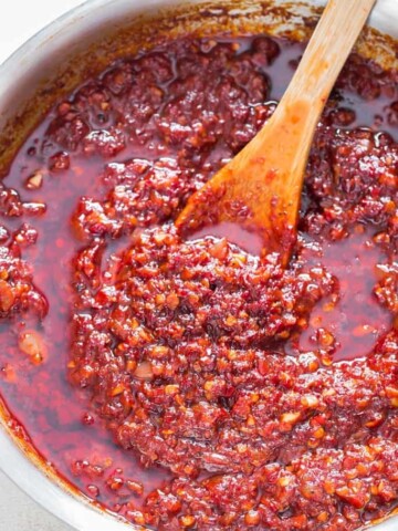 Homemade Spicy Schezwan Sauce is delicious Indo-Chinese Chili garlic sauce that can be used in stir fried rice or noodles