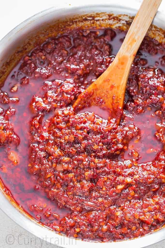 Homemade Spicy Schezwan Sauce is delicious Indo-Chinese Chili garlic sauce that can be used in stir fried rice or noodles