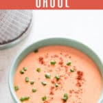 bang bang shrimp sauce in bowl with fried shrimps on side with text overlay
