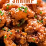 bonefish grill copycat bang bang shrimp on black plate with text overlay