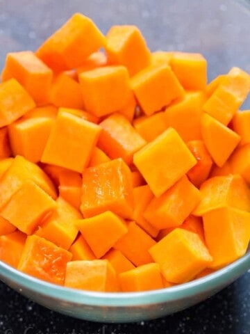 cubes of butternut squash in bowl