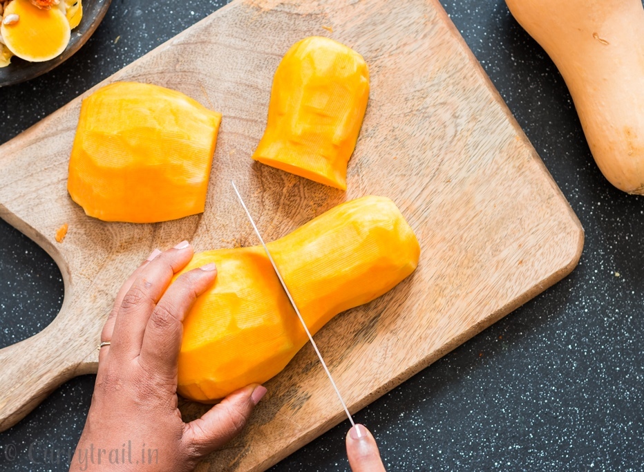 a complete guide on how to peel and cut butternut squash