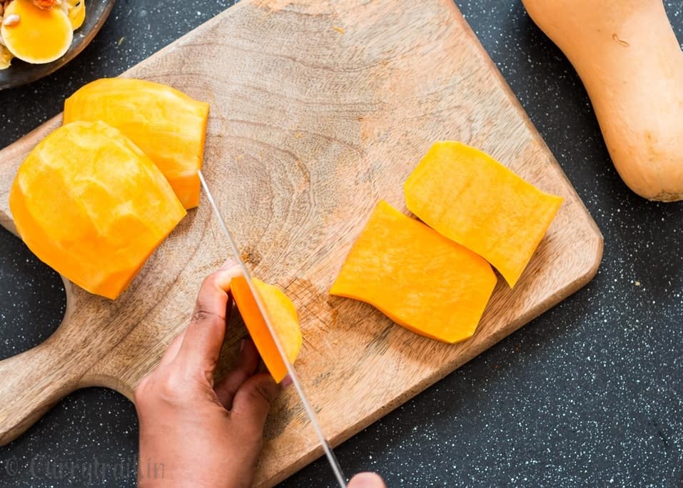 a complete guide on how to peel and cut butternut squash