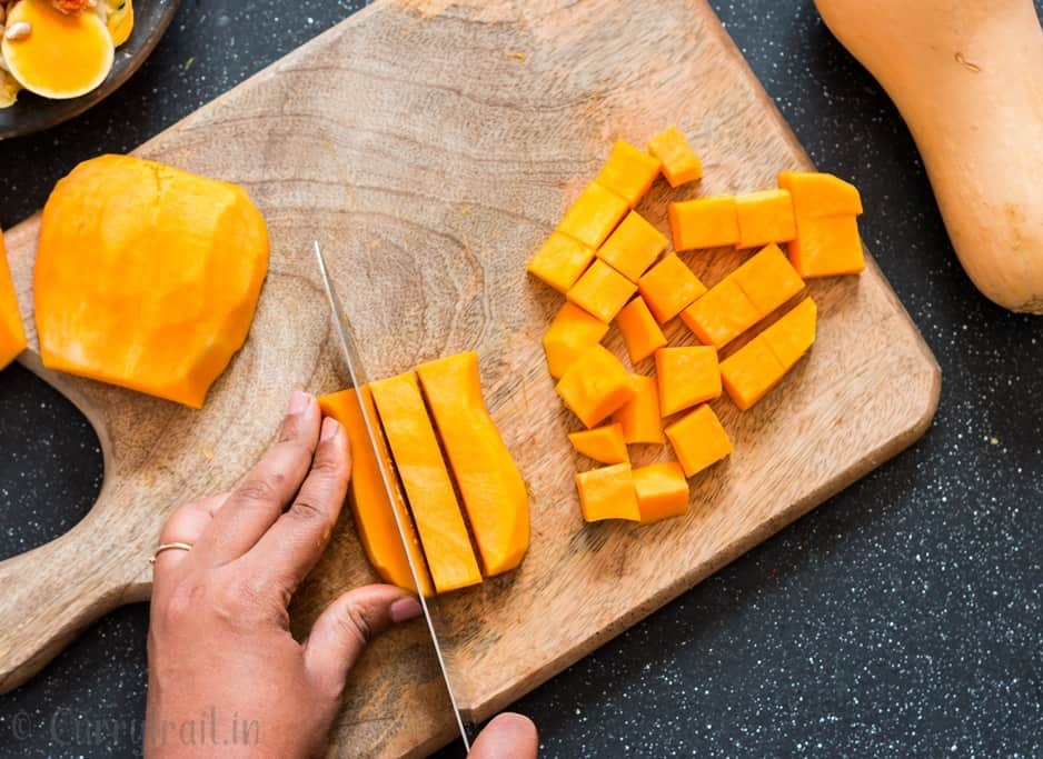 a complete guide on how to peel and cut butternut squash