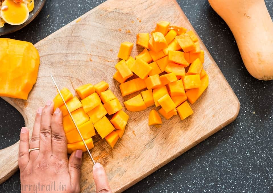 a complete guide on how to peel and cut butternut squash