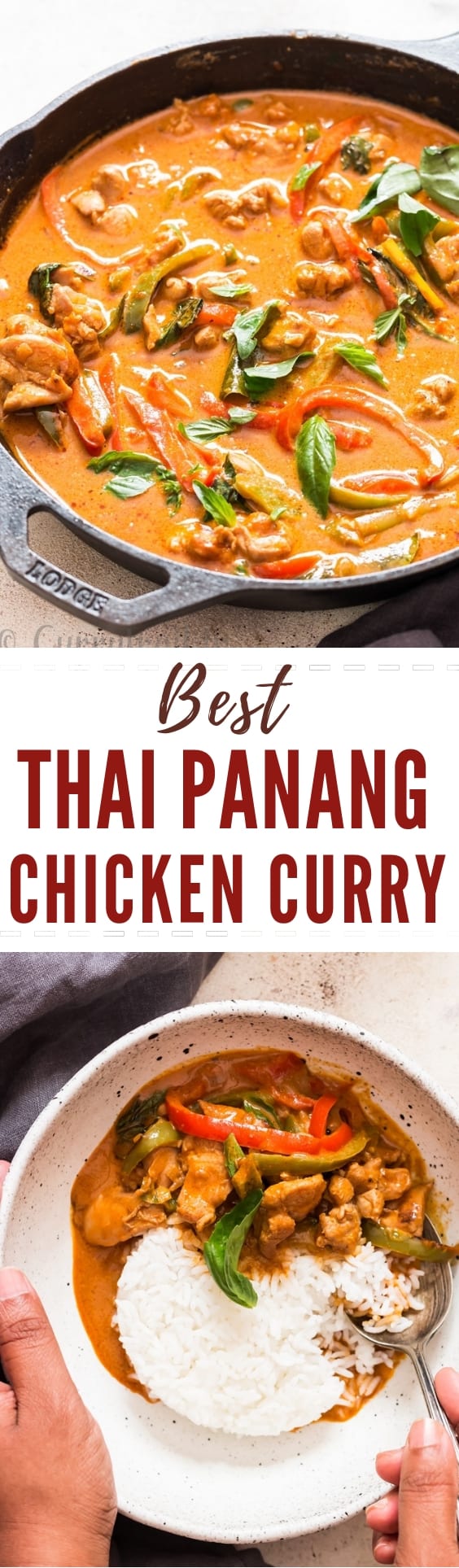 best Thai chicken Panang curry with text overlay