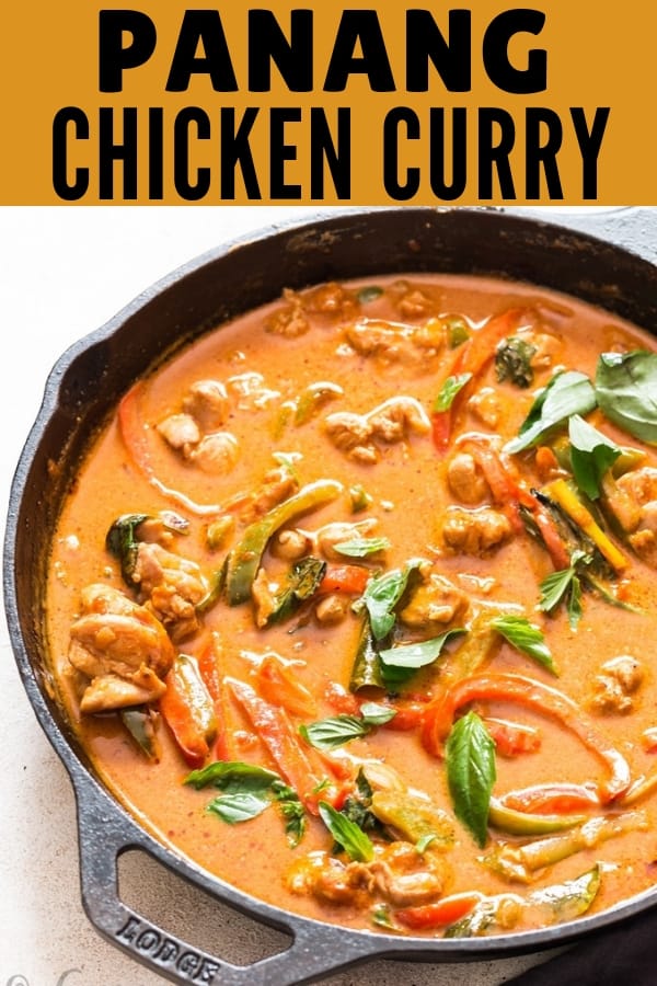 best Thai chicken Panang curry with text overlay